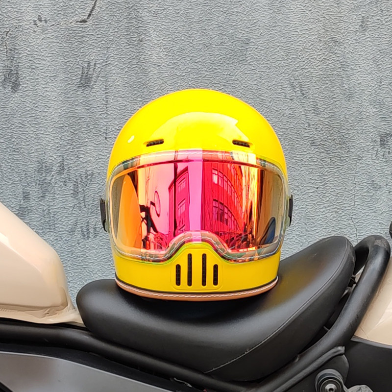 Full Face Motorcycle Helmet With Bluetooth - ORZ CE DOT Approved Retro Full
